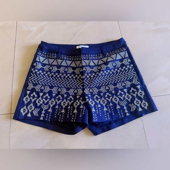 LUCY PARIS Navy Blue Cross Stitch Embroidered Shorts Sz L 42 poll on summer - Picture 14 of 14